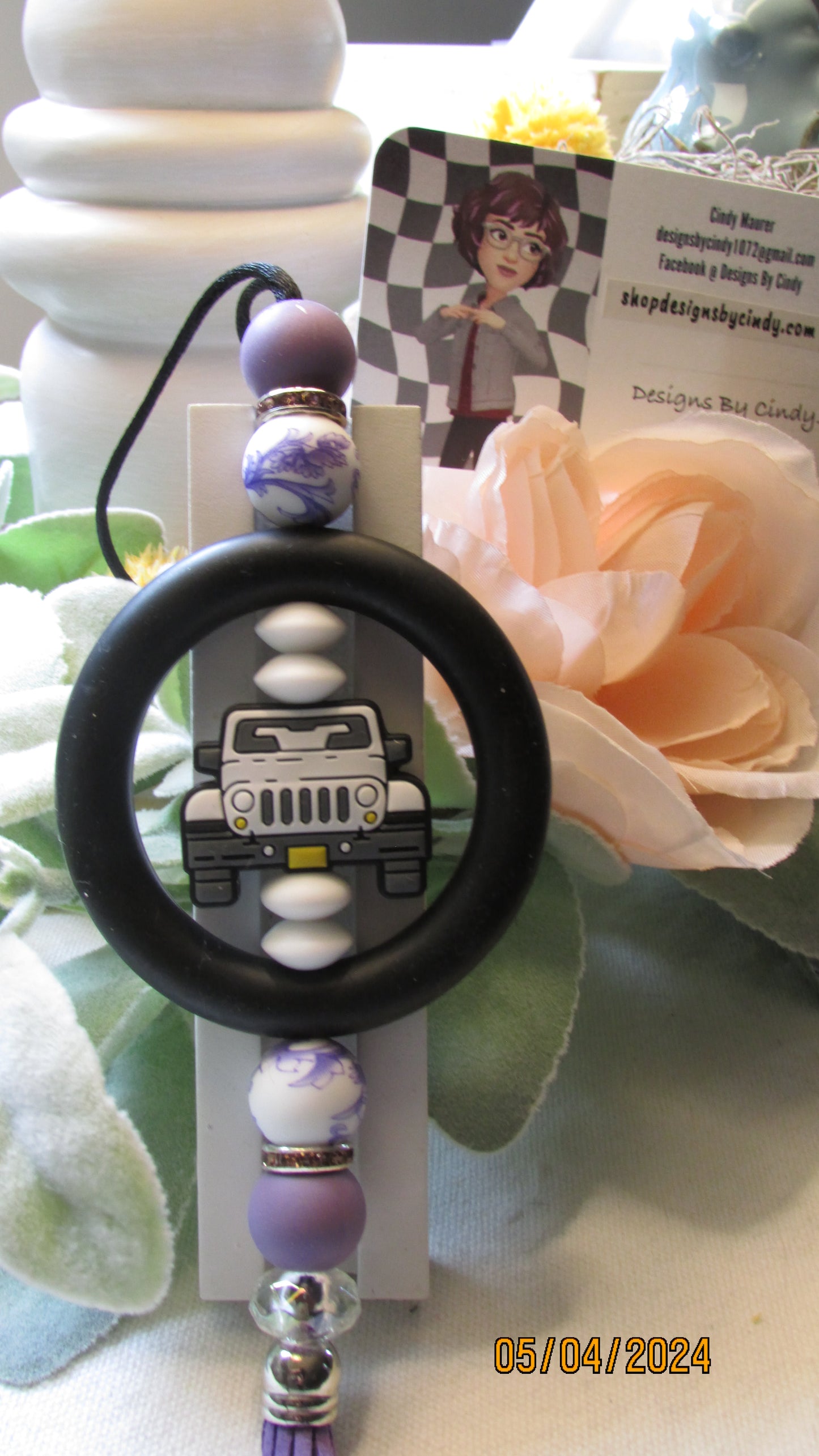 Car Charm/ Purple And White Jeep