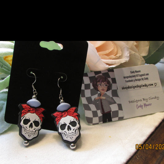 Earrings/ Bandana Skull