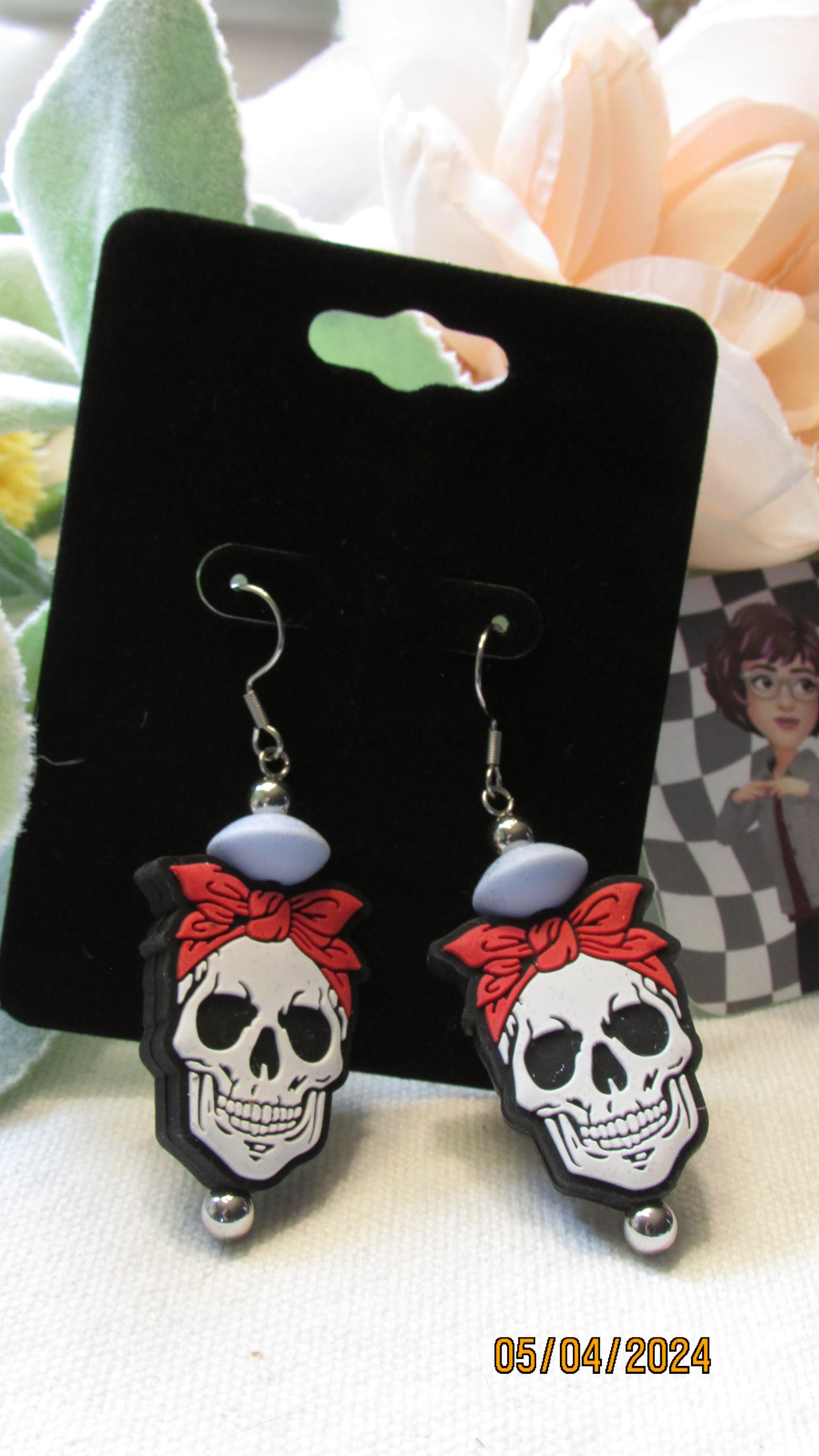 Earrings/ Bandana Skull