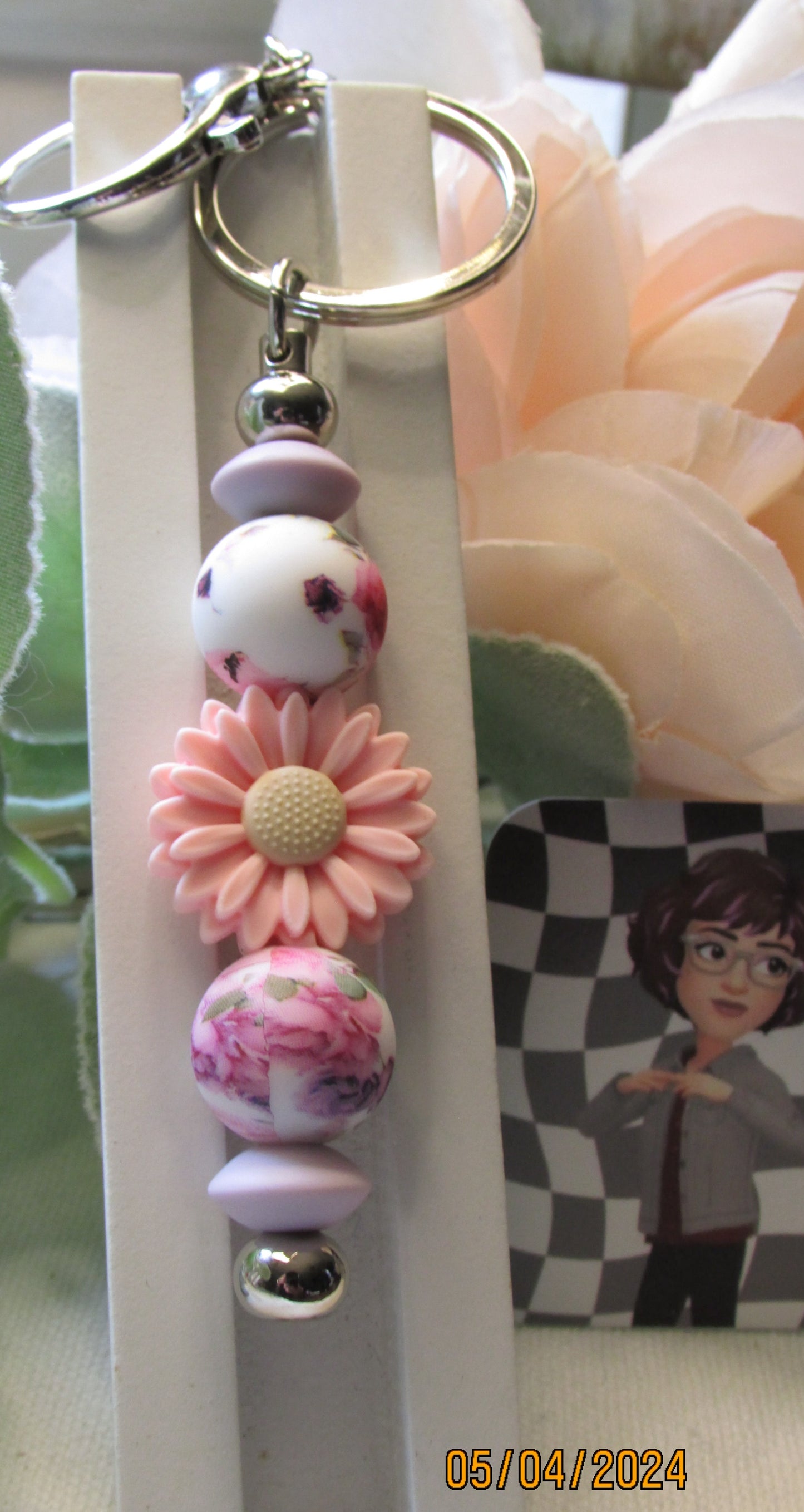 Keychain/ Pink Daisy